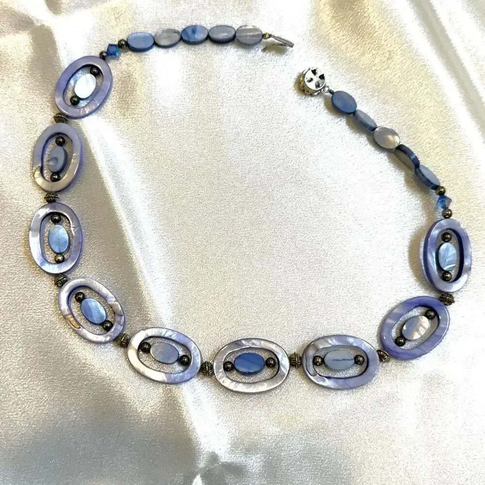 Blue oval Abalone necklace